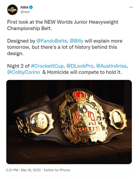 NWA Debuts New Worlds Junior Heavyweight Championship Belt! – Inside Pulse