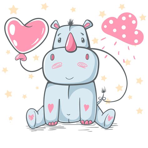 Rhino, rhinoceros cartoon cute characters. 457138 Vector Art at Vecteezy