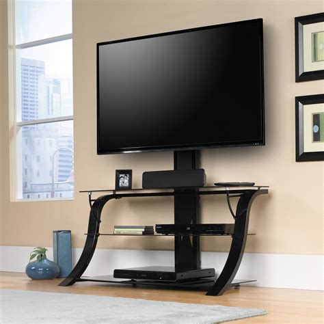 Sauder Panel TV Stand With Mount for TVs up to 50", Black Finish ...