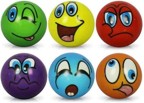 6 x Anti-Stress Ball – Funny Faces on a Soft Ball – Assorted – 6 cm ...