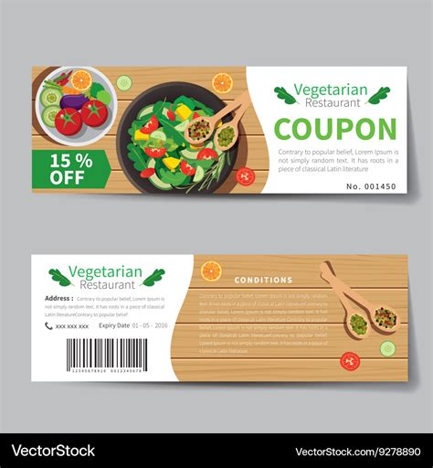 Vegetarian food coupon discount template Vector Image