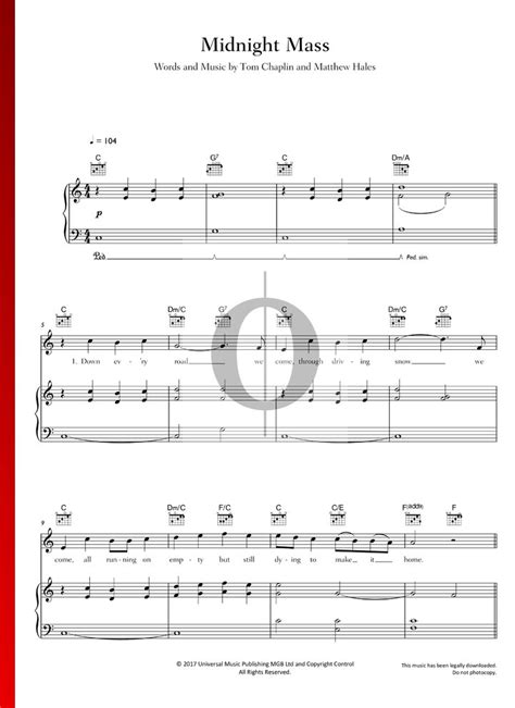 Midnight Mass (Tom Chaplin) Piano Sheet Music - OKTAV