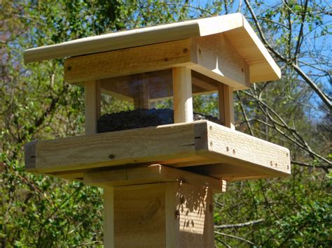 Post Mount Bird Feeder Cedar Four Sided Bird Feeder large - Etsy