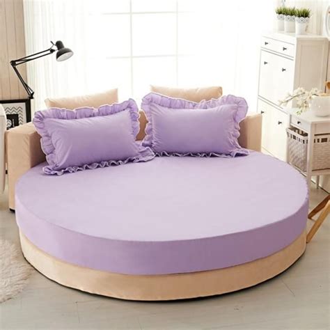 Washable Solid Color Round Wedding Bed Fitted Sheet (Multiple Color ...