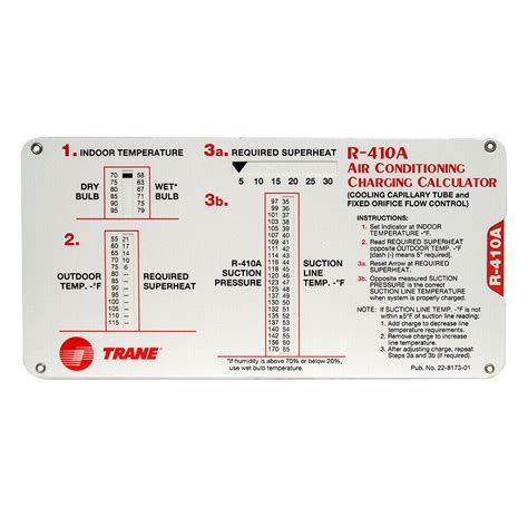 Trane R 410A R410A Superheat Subcooling HVAC Calculator Charging Chart - Cedea Seafood