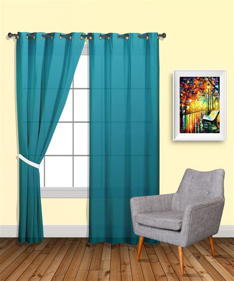 Warm Home Designs 1 Pair of Turquoise Blue Sheer Window Curtains with ...