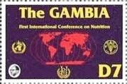 Stamp: World Map (Gambia(International Nutrition Conference - Rome ...