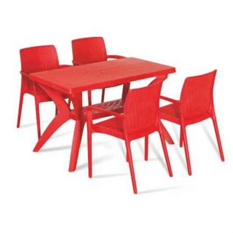 Rectangular Red Plastic Dining Table Set, Size: 4 * 3 Feet at Rs 1611 ...
