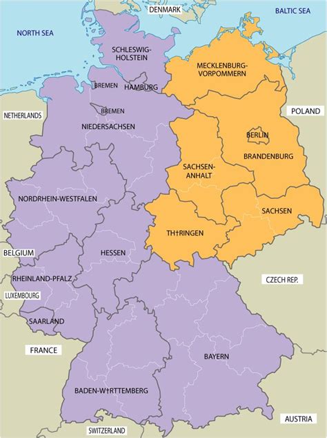 East/West Germany Map | Germany map, East germany, Germany