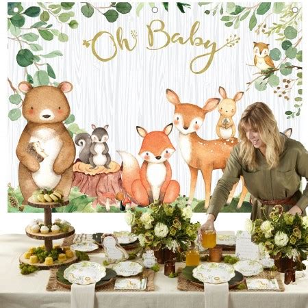 Woodland Baby Shower Theme Photo Backdrop - Favors Depot