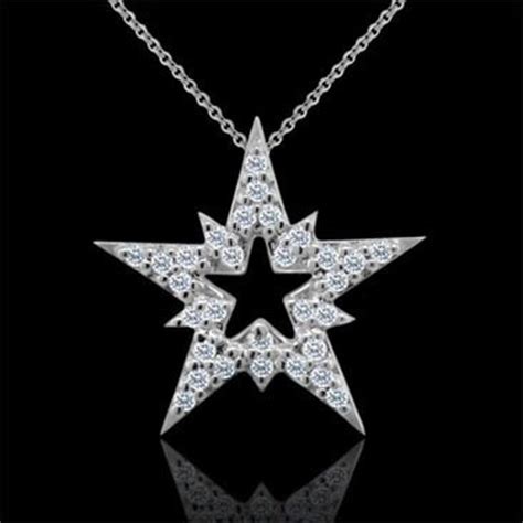 Diamond Star Necklace White Gold Star Pendant Star Jewelry