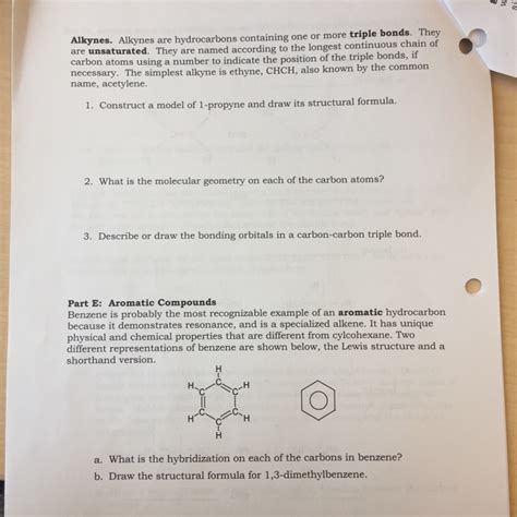 Solved Alkynes. Alkynes are hydrocarbons containing one or | Chegg.com