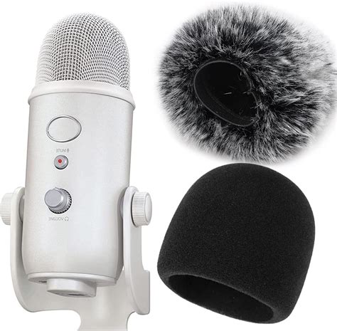 Foam Microphone Windscreen with Furry Windscreen Muff - Mic Wind Cover Pop Filter for Blue Yeti ...