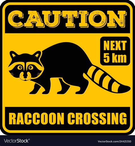 Road sign - attention animal raccoon crossing Vector Image