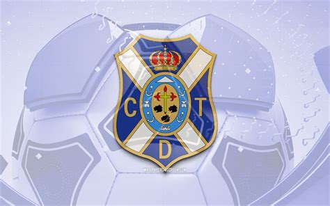 Download CD Tenerife glossy logo, 4K, blue football background, LaLiga2 ...