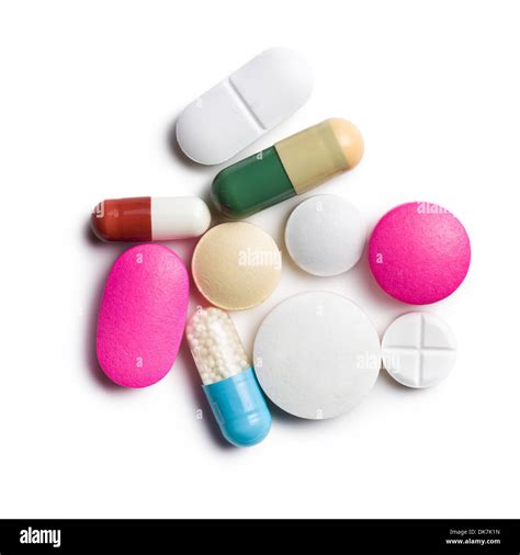 top view of colorful pills on white background Stock Photo - Alamy