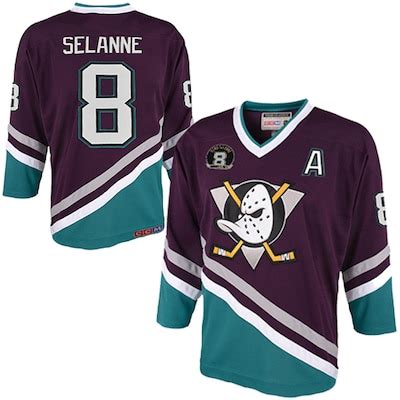 Mens Anaheim Ducks Teemu Selanne Reebok Purple For8ver Teemu Mighty ...