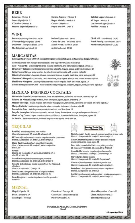 Menu - Laguna Niguel - Caló Kitchen + Tequila