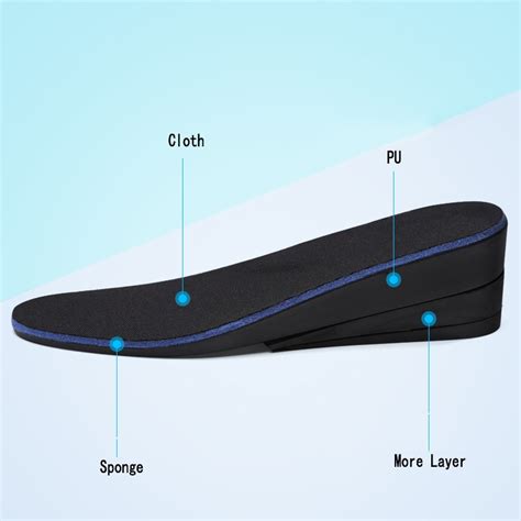 Adjustable Height Increasing Insole Breathable Comfort Full Length Shoe inserts get taller 2cm ...