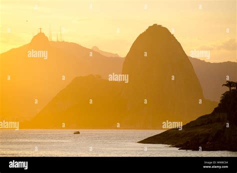 Dramatic sunset city skyline scenic overlook of Rio de Janeiro, Brazil ...