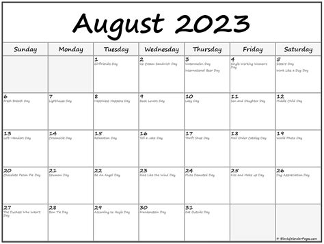 August 2023 Calendar National Days - Get Calendar 2023 Update