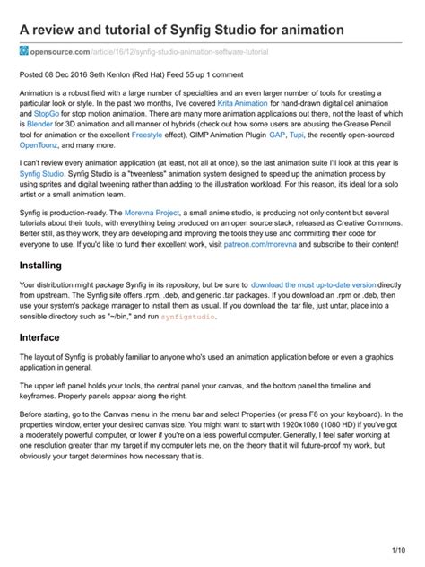 A Review and Tutorial of Synfig Studio For Animation | PDF | Animation | Rendering (Computer ...