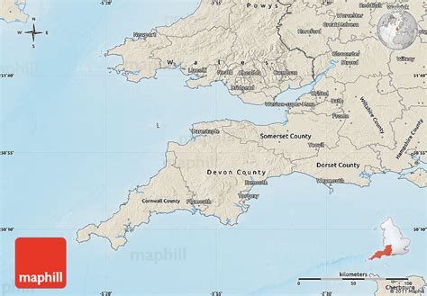 Shaded Relief Map of South West