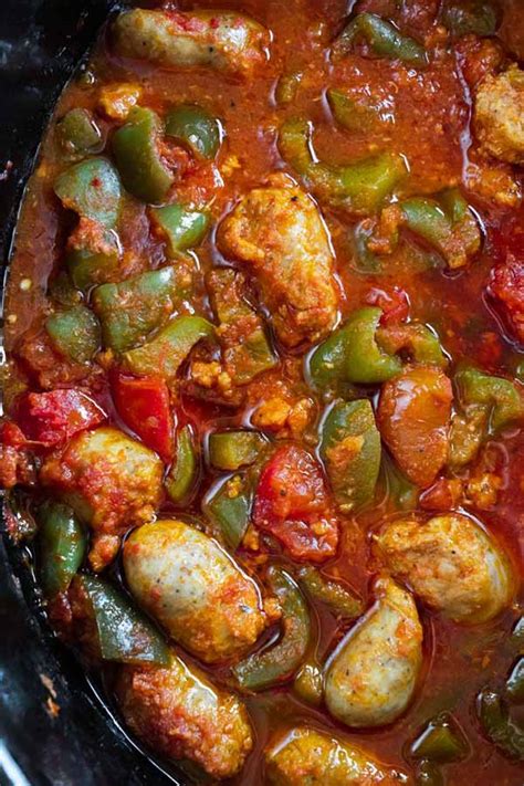 Slow Cooker Sausage and Green Peppers - Best Crafts and Recipes