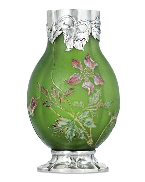 Silver-Mounted Art Glass Vase by Émile Gallé ~ The great Émile Gallé created this brilliant ...