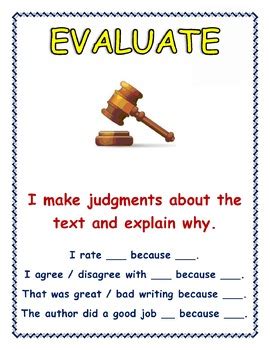 'Evaluate' Anchor Chart by Sprowls Literacy | TPT