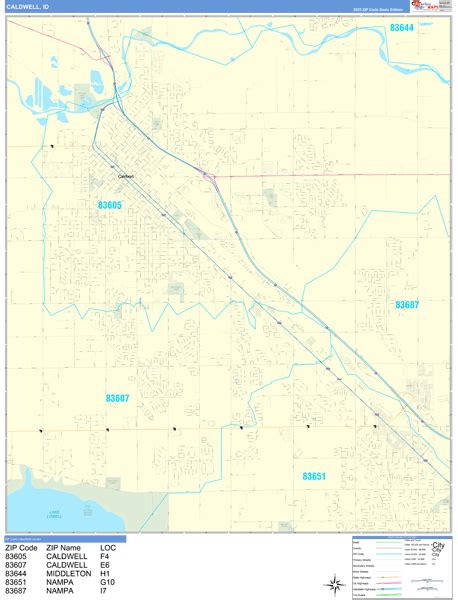 Caldwell Idaho Wall Map (Basic Style) by MarketMAPS - MapSales