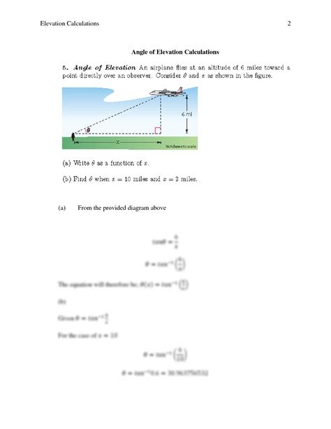 SOLUTION: Angle Of Elevation Calculations - Studypool