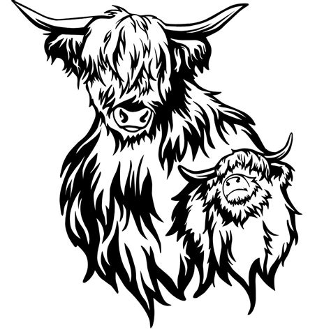 Highland Cow SVG Mom and Calf Side by Side Highland Cow PNG Cute ...