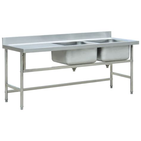 Stainless Steel Double Sink Table With Drainboard ST-S72 - Commercial Kitchen Equipment ...