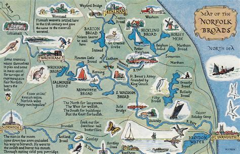 Colour PostCard - Pictorial Map of the Norfolk Broads by M F Peck pub Salmon on eBid United ...