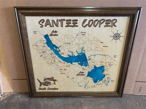 Santee Cooper South Carolina Custom Laser Engraved Lake Map - Etsy ...