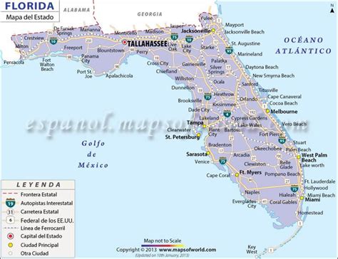 Mapa del Estado de Florida - Estado Unidos de America | Mapa de estados unidos, Mapas de florida ...