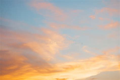 Orange Sunset ,blue Sky with Clouds. Stock Photo - Image of climate ...