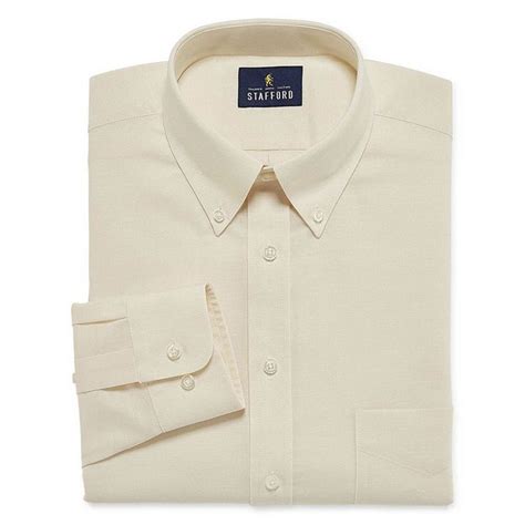 Stafford Travel Oxford Mens Button Down Collar Long Sleeve Wrinkle Free ...