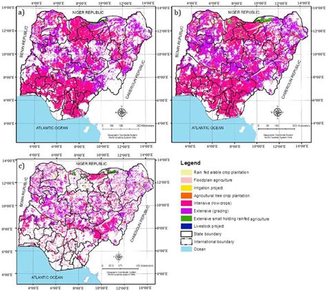 Map of Nigeria showing a) Land use map of 1976, b) Land use map of... | Download Scientific Diagram