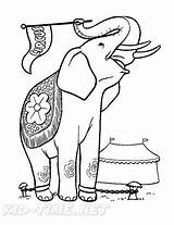 Circus Elephant Coloring Book Page sketch template