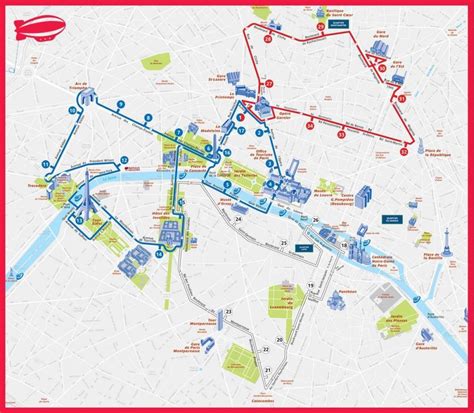 Hop on hop off Paris route map - Paris hop on hop off route map (Île-de ...