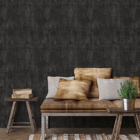 Galerie Into The Wild Textured Plain Black Wallpaper 18589