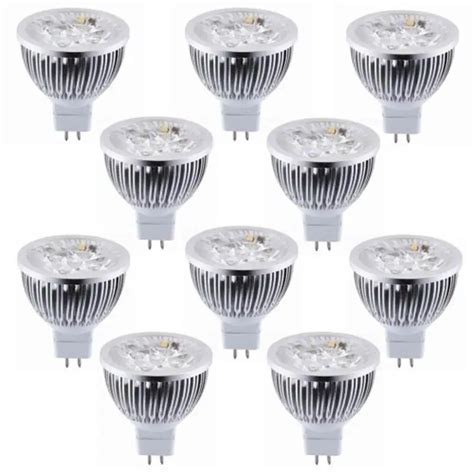 10pcs Dimmable 12V 4W MR16 LED Bulbs Warm White LED Spotlights 60 Degree Beam Angle for ...