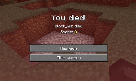 Minecraft you died screen