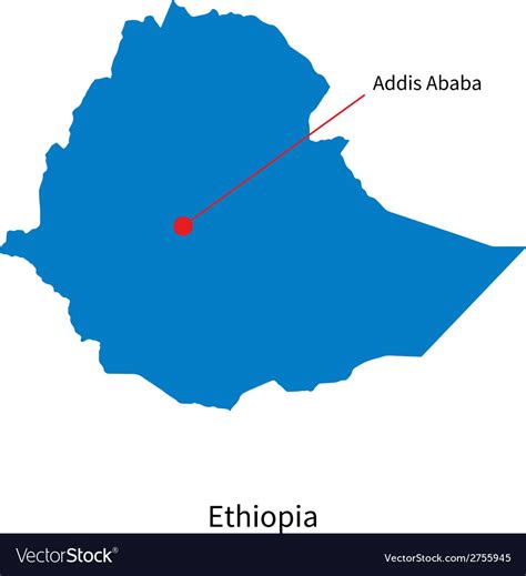 Detailed map of ethiopia and capital city addis Vector Image