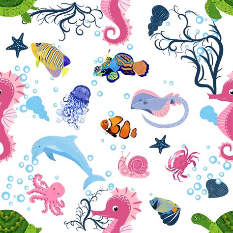 Marine Life Background, Seamless, Pattern, Turtle Background Image And ...