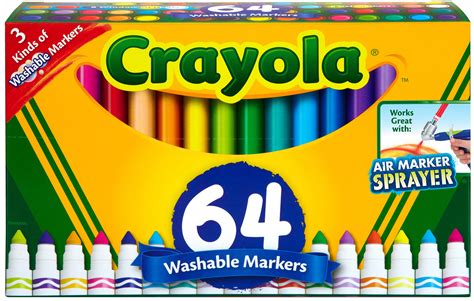 Crayola Washable Markers Set, Broad Line, Coloring Supplies, 64 Count ...