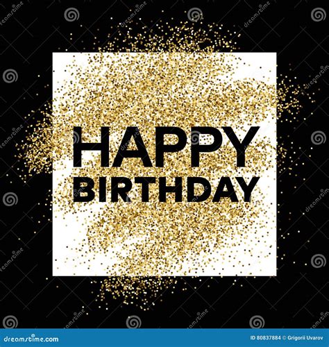 Gold Glitter Background with Happy Birthday Inscription Stock Vector - Illustration of birthday ...