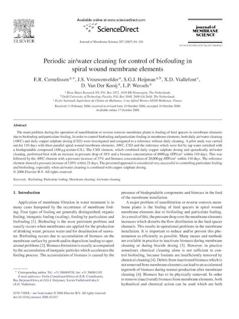 (PDF) Periodic air/water cleaning for control of biofouling in spiral ...